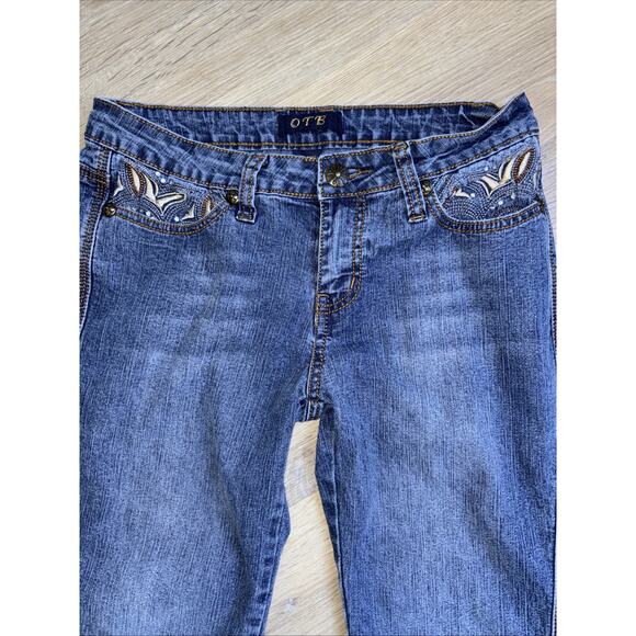 OTB Jeans Blue Jeans Women’s Size 9 Embellished Pockets Straight Denim - Picture 2 of 12